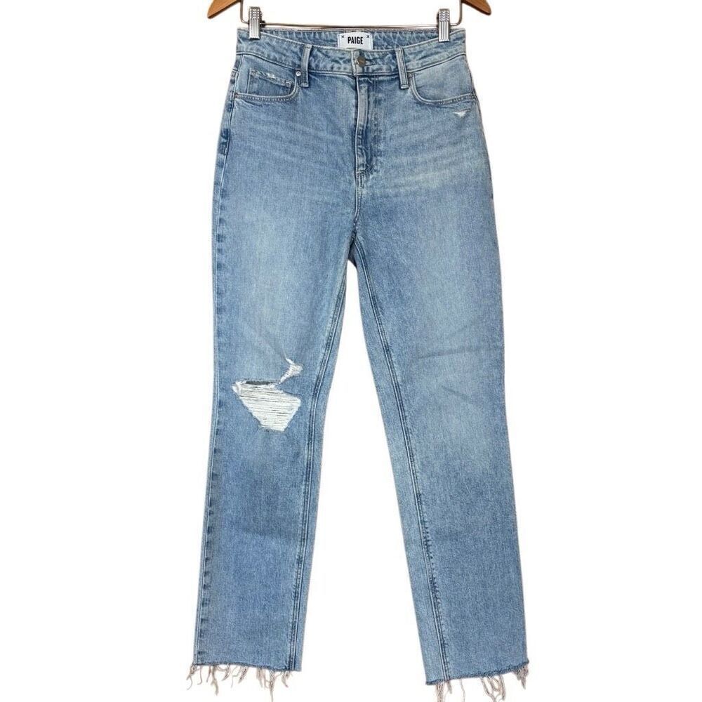 Paige Stella Straight Leg Denim Gnarly Destructed size 27
